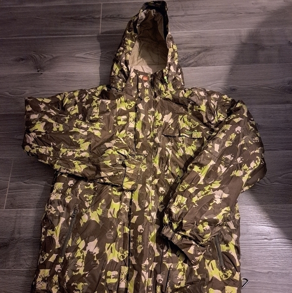 Quiksilver MISSION snowboard ski jacket coat Mens LG camo look brown green faces - Picture 5 of 13